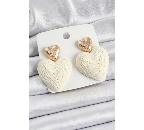 Krem Kalp Figürlü Hasır Örgü Model Gold Renk Kadın Küpe - TJ-BKP10736