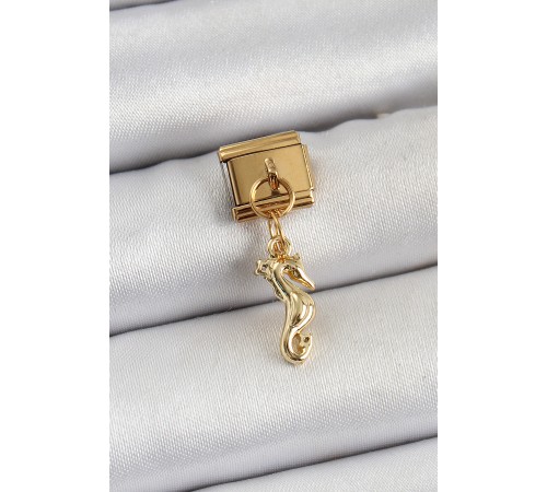 316L Çelik Sallantılı Deniz Atı Model Gold Renk Nomination Charm - TJ-BC1396