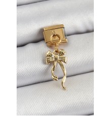 316L Çelik Sallantılı Uzun Fiyonk Model Gold Renk Nomination Charm - TJ-BC1403