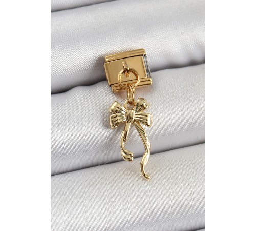 316L Çelik Sallantılı Uzun Fiyonk Model Gold Renk Nomination Charm - TJ-BC1403