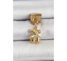 316L Çelik Sallantılı Zirkon Taşlı Ayıcık Model Gold Renk Nomination Charm - TJ-BC1410