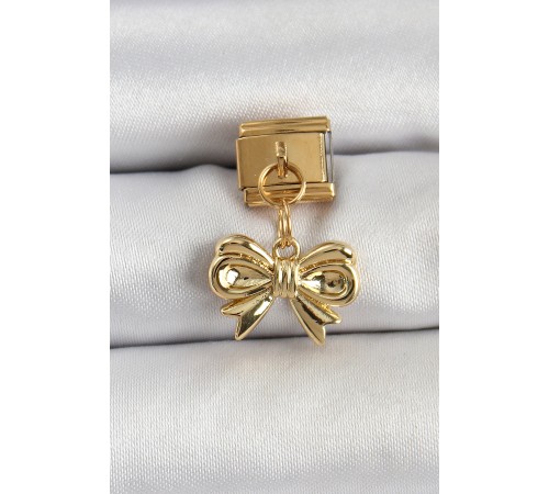 316L Çelik Sallantılı Fiyonk Model Gold Renk Nomination Charm - TJ-BC1412