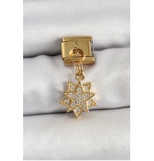 316L Çelik Sallantılı Zirkon Taşlı Yıldız Model Gold Renk Nomination Charm - TJ-BC1416