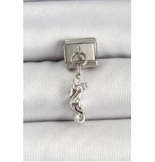 316L Çelik Gümüş Renk Deniz Atı Model Nomination Charm - TJ-BC1517