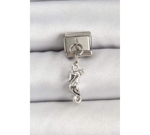 316L Çelik Gümüş Renk Deniz Atı Model Nomination Charm - TJ-BC1517