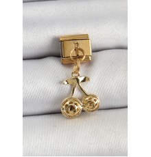 316L Çelik Sallantılı Zirkon Taşlı Fiyonk Model Gold Renk Nomination C316L Çelik Sallantılı Kiraz Model Gold Renk Nomination Charm - TJ-BC1425
