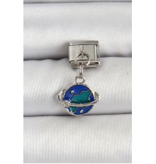 316L Çelik Gümüş Renk Dünya ve Ay Uydusu Model Nomination Charm - TJ-BC1515