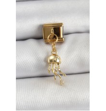316L Çelik Sallantılı Zirkon Taşlı Deniz Anası Model Gold Renk Nomination Charm - TJ-BC1427