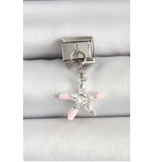 316L Çelik Gümüş Renk Taşlı Deniz Yıldızı Model Nomination Charm - TJ-BC1513