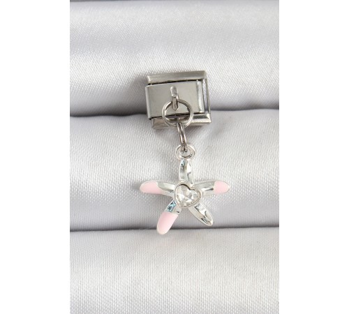 316L Çelik Gümüş Renk Taşlı Deniz Yıldızı Model Nomination Charm - TJ-BC1513