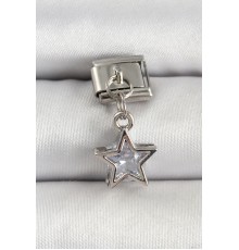 316L Çelik Gümüş Renk Zirkon Taşlı Yıldız Model Nomination Charm - TJ-BC1510