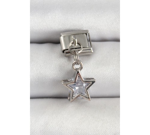 316L Çelik Gümüş Renk Zirkon Taşlı Yıldız Model Nomination Charm - TJ-BC1510