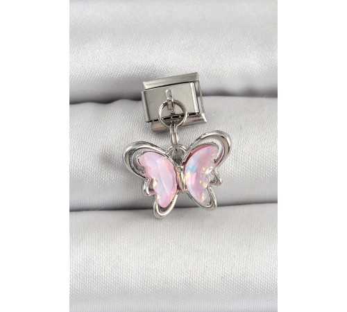 316L Çelik Gümüş Renk Pembe Nomination Charm - TJ-BC1508