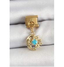 316L Çelik Sallantılı Ay Ve Güneş Model Gold Renk Nomination Charm - TJ-BC1435