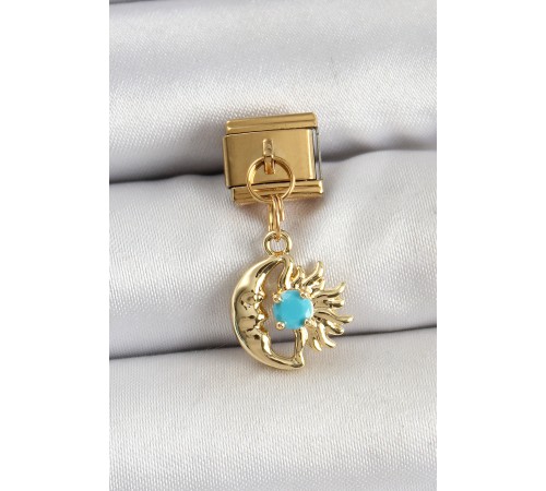 316L Çelik Sallantılı Ay Ve Güneş Model Gold Renk Nomination Charm - TJ-BC1435