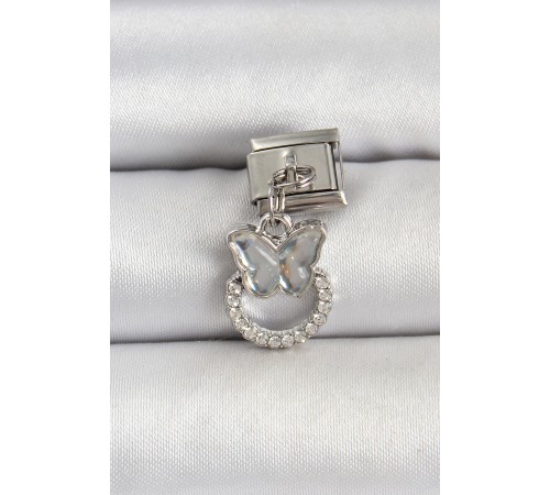 316L Çelik Gümüş Renk Taşlı Model Nomination Charm - TJ-BC1504