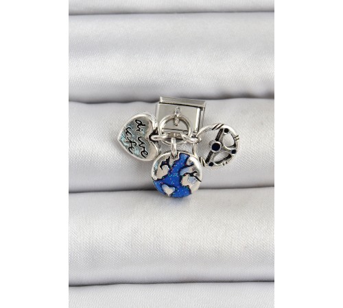 316L Çelik Gümüş Renk Travel Model Nomination Charm - TJ-BC1501