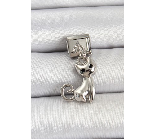 316L Çelik Renk Kedi Model Nomination Charm - TJ-BC1494
