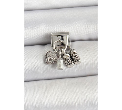 316L Çelik Gümüş Renk Yenidoğan Konsept Nomination Charm - TJ-BC1493