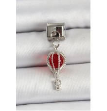 316L Çelik Gümüş Renk Kırmızı Uçan Balon Model Nomination Charm - TJ-BC1491