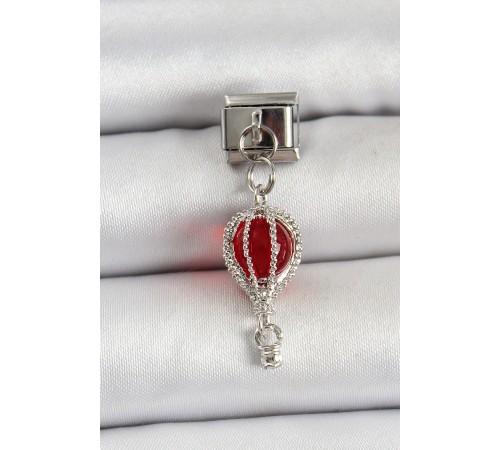 316L Çelik Gümüş Renk Kırmızı Uçan Balon Model Nomination Charm - TJ-BC1491