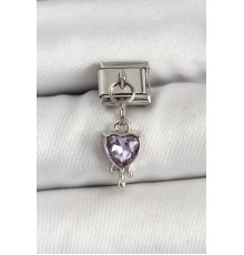 316L Çelik Gümüş Renk Mor Kalp Model Nomination Charm - TJ-BC1490