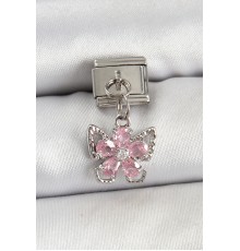 316L Çelik Sallantılı Zirkon Taşlı Çiçek Figürlü Model Gümüş Renk Nomination Charm - TJ-BC1447