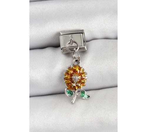 316L Çelik Sallantılı Ayçiçeği Model Gümüş Renk Nomination Charm - TJ-BC1448