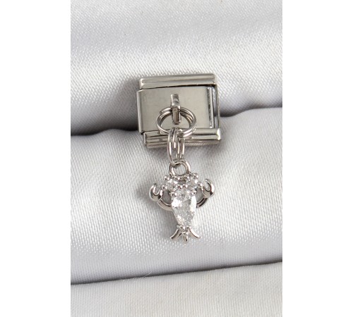 316L Çelik Sallantılı Zirkon Taşlı Model Gümüş Renk Nomination Charm - TJ-BC1449
