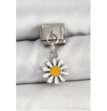 316L Çelik Gümüş Renk Papatya Model Nomination Charm - TJ-BC1486