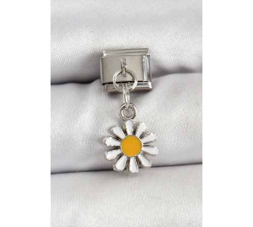 316L Çelik Gümüş Renk Papatya Model Nomination Charm - TJ-BC1486