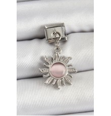 316L Çelik Sallantılı Zirkon Taşlı Güneş Model Gümüş Renk Nomination Charm - TJ-BC1450