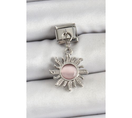 316L Çelik Sallantılı Zirkon Taşlı Güneş Model Gümüş Renk Nomination Charm - TJ-BC1450