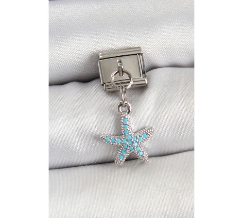 316L Çelik Sallantılı Zirkon Taşlı Deniz Yıldızı Model Gümüş Renk Nomination Charm - TJ-BC1451
