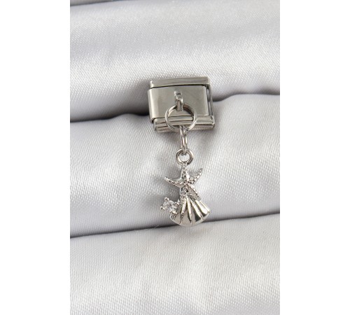 316L Çelik Sallantılı Zirkon Taşlı Deniz Yıldızı Ve İstiridye Model Gümüş Renk Nomination Charm - TJ-BC1454