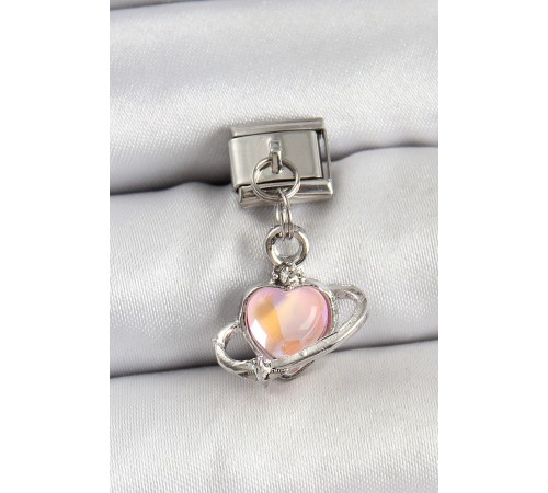 316L Çelik Sallantılı Kalp Model Gümüş Renk Nomination Charm - TJ-BC1457