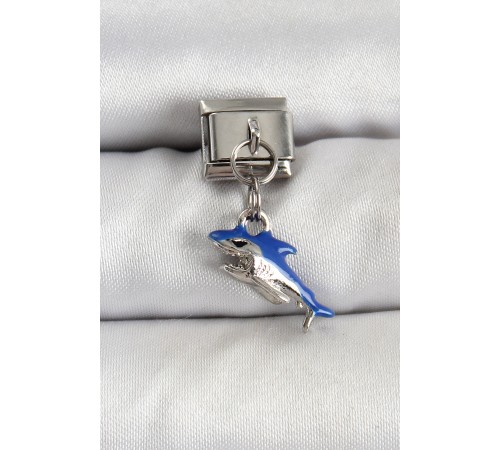 316L Çelik Sallantılı Köpekbalığı Model Gümüş Renk Nomination Charm - TJ-BC1463