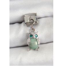 316L Çelik Sallantılı Zirkon Taşlı Baykuş Model Gümüş Renk Nomination Charm - TJ-BC1465