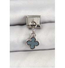 316L Çelik Sallantılı Füme Sedef Yonca Model Gümüş Renk Nomination Charm - TJ-BC1473