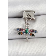 316L Çelik Sallantılı Renkli Zirkon Taşlı Yusufcuk Model Gümüş Renk Nomination Charm - TJ-BC1475