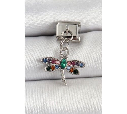 316L Çelik Sallantılı Renkli Zirkon Taşlı Yusufcuk Model Gümüş Renk Nomination Charm - TJ-BC1475