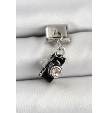 316L Çelik Sallantılı Zirkon Taşlı Fotoğraf Makinesi Model Gümüş Renk Nomination Charm - TJ-BC1477