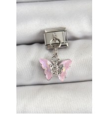 316L Çelik Sallantılı Zirkon Taşlı Model Gümüş Renk Nomination Charm - TJ-BC1478