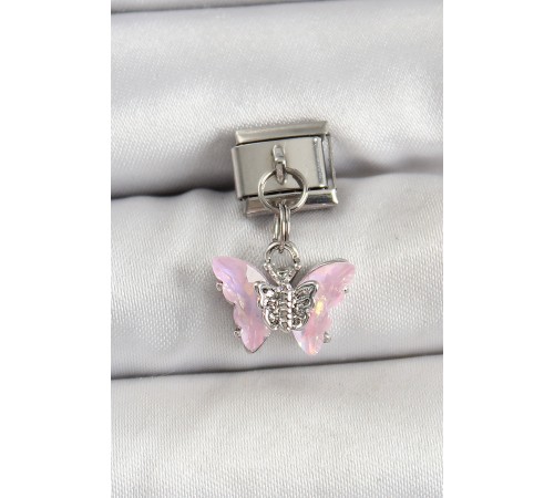 316L Çelik Sallantılı Zirkon Taşlı Model Gümüş Renk Nomination Charm - TJ-BC1478