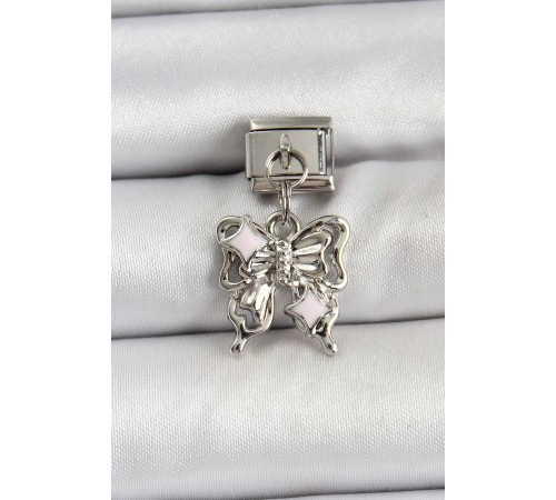 316L Çelik Sallantılı Fiyonk Model Gümüş Renk Nomination Charm - TJ-BC1481