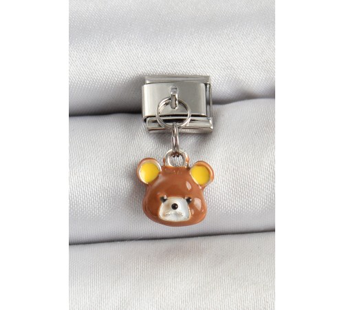 316L Çelik Sallantılı Kahverengi Ayıcık Model Gümüş Renk Nomination Charm - TJ-BC1485