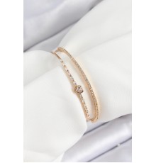 Gold Renk Pirinç Kalp Detaylı 2'li Kadın Bileklik - TJ-BB7058