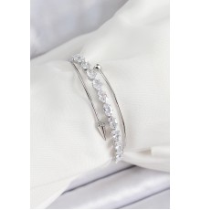 Pirinç Gümüş Renk Arpa Zirkon Taşlı Kadın Bileklik - TJ-BB7064