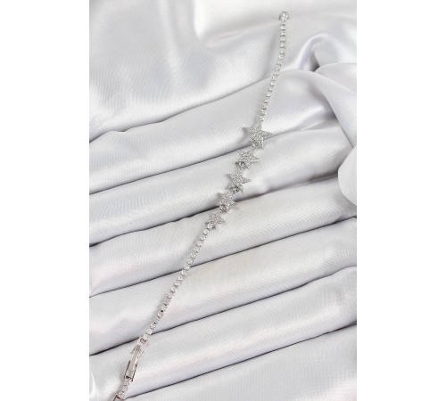 Pirinç Gümüş Renk Yıldız Model Kadın Bileklik - TJ-BB7067