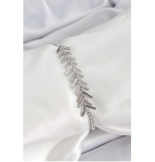 Pirinç Gümüş Renk Zirkon Taşlı Balık Sırtı Kadın Bileklik - TJ-BB7069